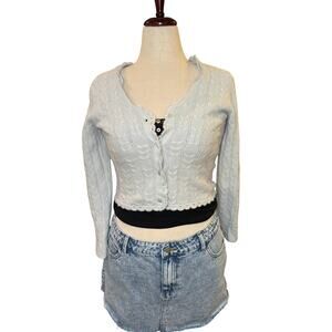 House of Harlow 1960 Cashmere Cable Knit Cropped Cardigan Medium